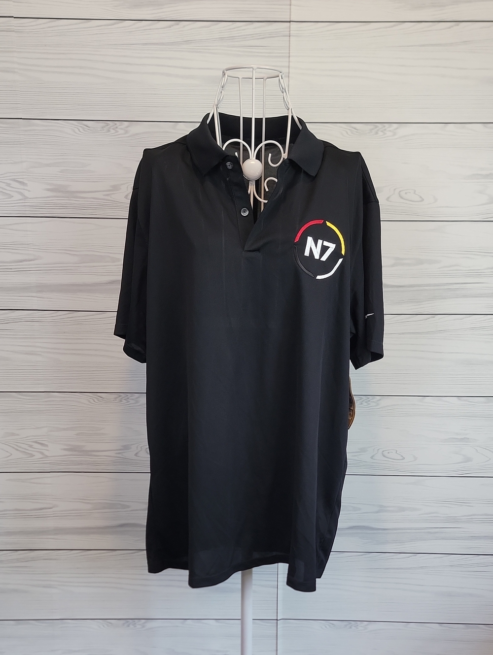 Nike Victory N7 Polo Shirt - Black Dri Fit Mens Size L  NWT